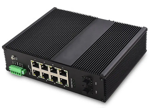 Ip40 이더넷 포 산업적 스위치 기가비트 8 항구 포와 2번 섬유 광학 SFP 딘 레일