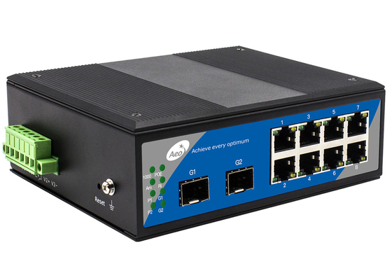 8 RJ45와 2 SFP 항구와 10개 항구 가득 찬 기가비트 인더스트리얼 비관리 스위치