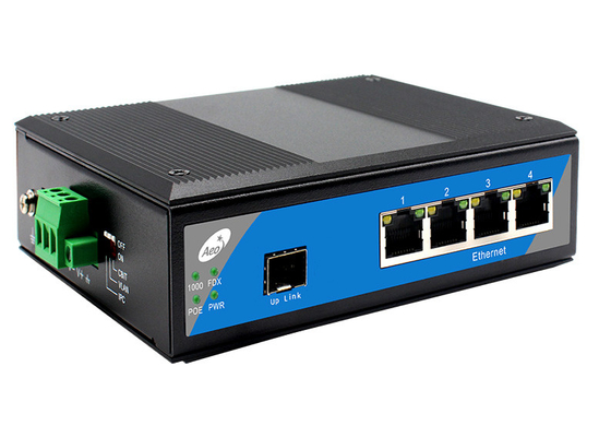 산업용 Din Rail SFP 섬유 스위치 1 SFP 슬롯 및 4 이더넷 포트