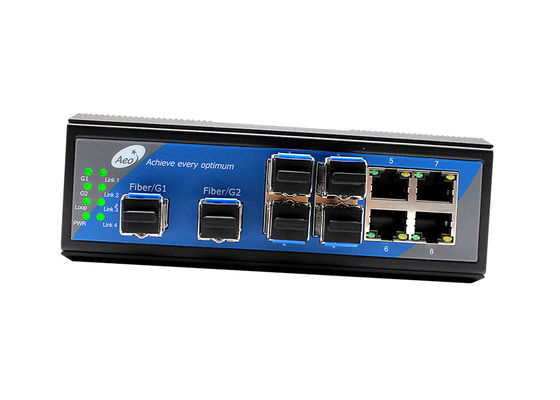 산업적 가이드 레일 SFP는 2 기가비트 SFP와 4 10/100Mbps 이더넷과 4 10/100Mbps SFP 항구를 바꿉니다