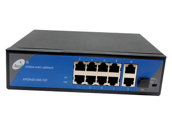 IP40 이더넷 파이버 스위치 산업용 1기가비트 SFP 및 2기가비트 업링크 포트와 8개의 10/100M POE 포트