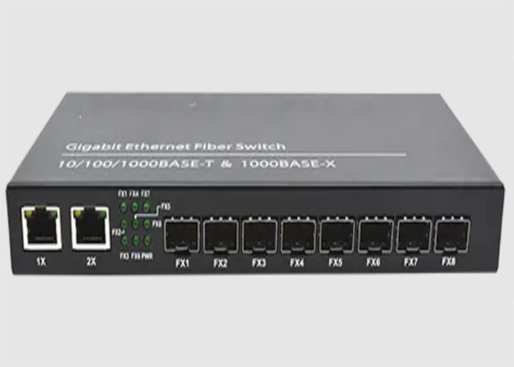 2 10/100/1000TX 이더넷 포트 섬유 이서네트 스위치 8 1000FX SFP 공항