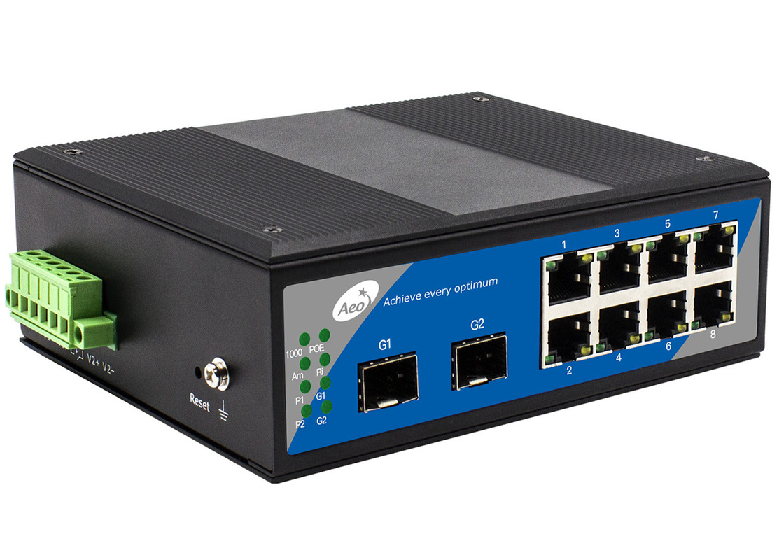 8 RJ45와 2 SFP 항구와 10개 항구 가득 찬 기가비트 인더스트리얼 비관리 스위치