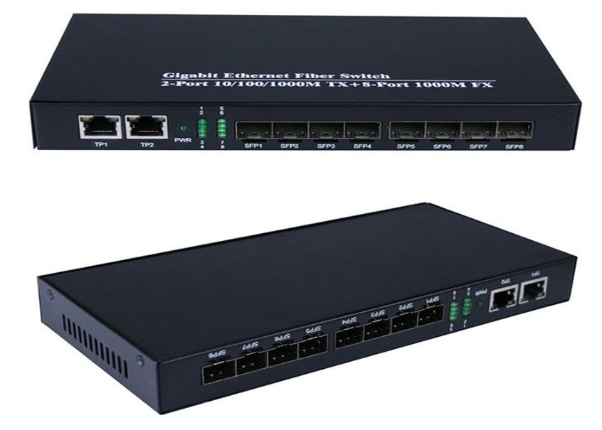 기가비트 이더넷 섬유 스위치 1.25Gbps 8 SFP 섬유 포트 및 2 RJ45 포트